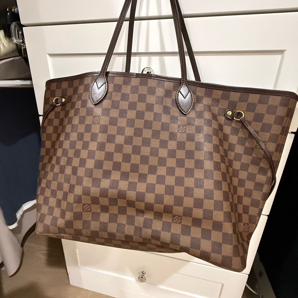 Louis Vuitton Red and Brown Checkered Tote